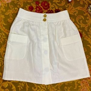 J Crew Dorrie Linen Blend Lined Button Front Short Above Knee Skirt Cream Size 4